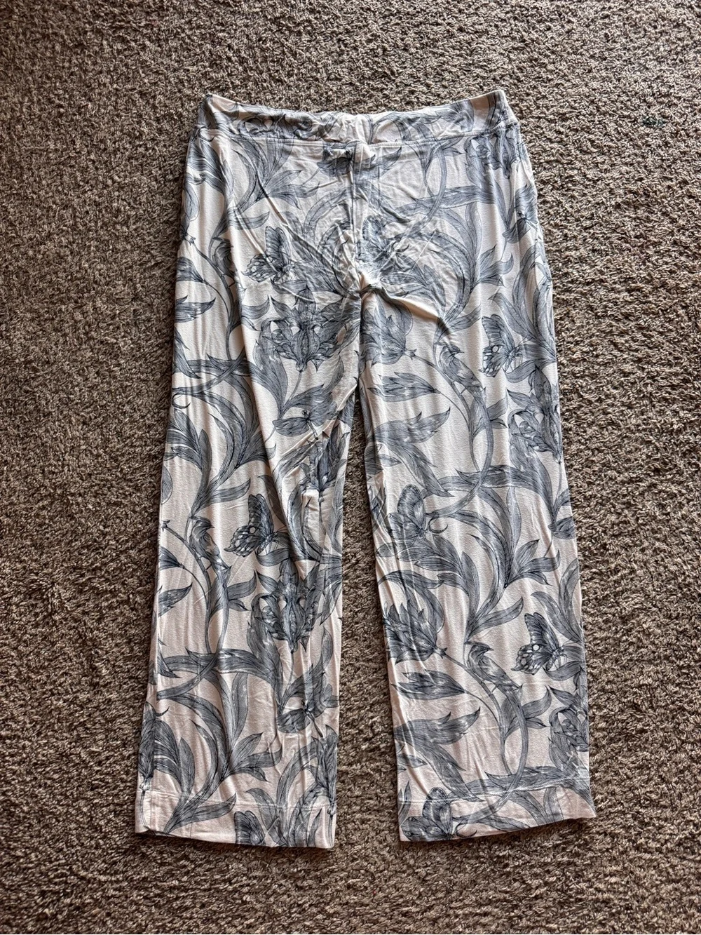 Soma Cool Nights Printed Blue White Cozy Pajama Set Women's Large